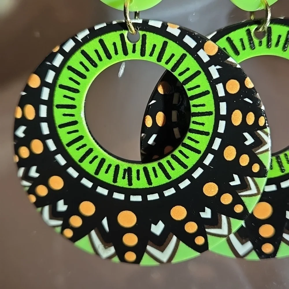 Round Polka Dot Geometric Acrylic Earrings